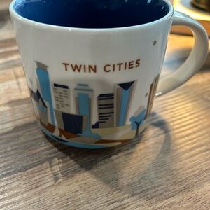 Twin Cities Ceramic Mug - Blue and White